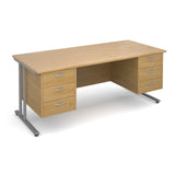 Maestro25 SL Straight desks with 3 and 3 drawer pedestal