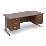 Maestro25 SL Straight desks with 3 and 3 drawer pedestal