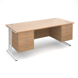 Maestro25 WH Straight desks with 3 and 3 drawer pedestal