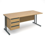 Maestro25 GL Straight desks with 3 drawer pedestal