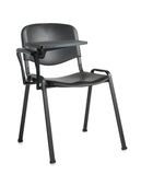Plastic stacking chair with writing tablet