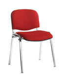 Fabric chrome frame stacking chair with no arms