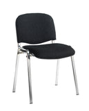 Fabric chrome frame stacking chair with no arms