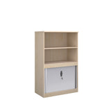 Systems storage combination bookcase with horizontal tambour