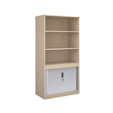 Systems storage combination bookcase with horizontal tambour