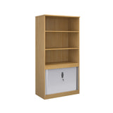 Systems storage combination bookcase with horizontal tambour