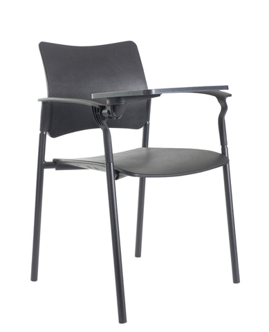 Conference & meeting seating  Unison four - black frame with writing tablet