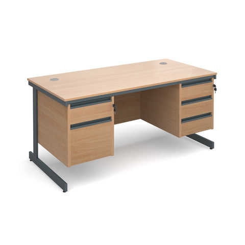 Maestro Straight desks with 2 and 3 drawer pedestals