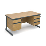 Maestro Straight desks with 2 and 3 drawer pedestals