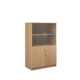 Combination units 1600mm high deluxe combination bookcase with wood and glass doors