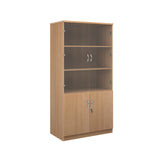 Combination units 2000mm high deluxe combination bookcase with wood and glass doors