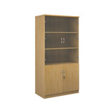 Deluxe combination bookcase with wood and glass doors