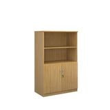 Deluxe combination bookcase with wood doors and open tops