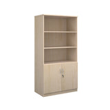 Deluxe combination bookcase with wood doors and open tops