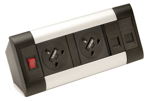 Cable & power management 4 x sockets with data modules