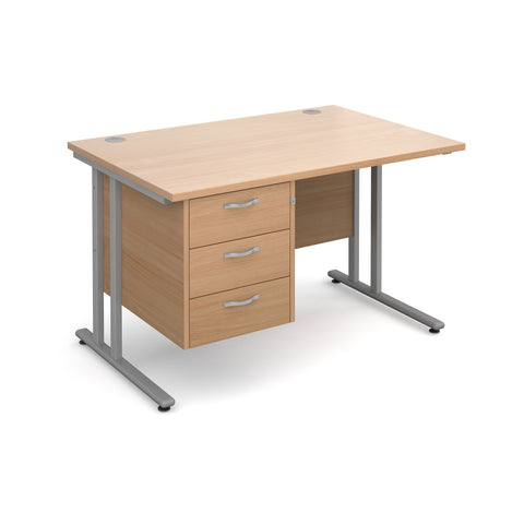 Maestro25 SL Straight desks with 3 drawer pedestal
