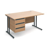 Maestro25 GL Straight desks with 3 drawer pedestal 