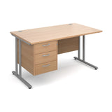 Maestro25 SL Straight desks with 3 drawer pedestal