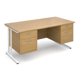 Maestro25 WH Straight desks with 2 and 2 drawer pedestal 