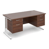 Maestro25 WH Straight desks with 2 and 2 drawer pedestal 