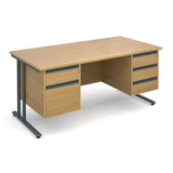 Maestro25 GL Straight desks with 2 and 3 drawer pedestal 