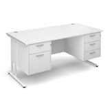 Maestro25 WH Straight desks with 2 and 3 drawer pedestal 