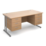 Maestro25 SL Straight desks with 3 and 3 drawer pedestal