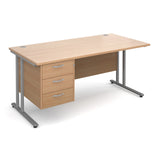 Maestro25 SL Straight desks with 3 drawer pedestal