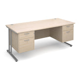 Maestro25 SL Straight desks with 2 and 2 drawer pedestal