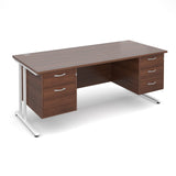 Maestro25 WH Straight desks with 2 and 3 drawer pedestal 