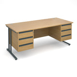 Maestro25 GL Straight desks with 3 and 3 drawer pedestal 
