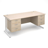 Maestro25 WH Straight desks with 3 and 3 drawer pedestal 