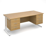 Maestro25 WH Straight desks with 3 and 3 drawer pedestal 