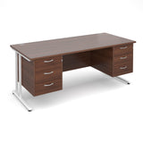 Maestro25 WH Straight desks with 3 and 3 drawer pedestal 