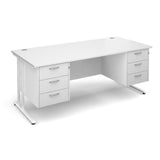 Maestro25 WH Straight desks with 3 and 3 drawer pedestal 