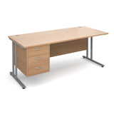 Maestro25 SL Straight desks with 3 drawer pedestal