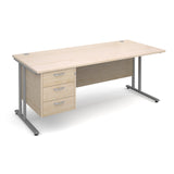 Maestro25 SL Straight desks with 3 drawer pedestal