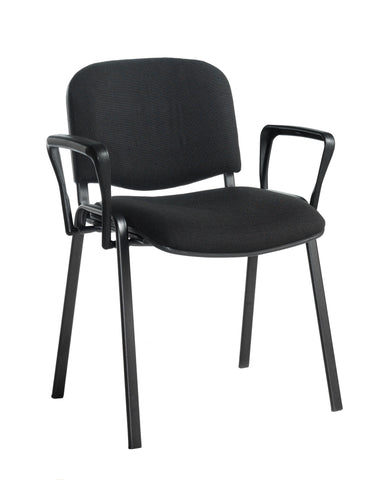 Conference & meeting seating  Fabric black frame stacking chair with arms