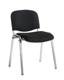 Fabric chrome frame stacking chair with no arms