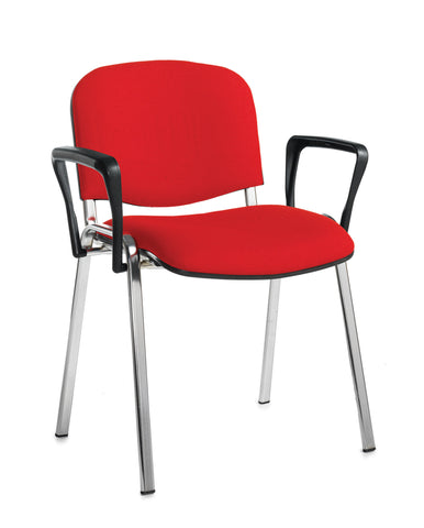 Conference & meeting seating  Fabric chrome frame stacking chair with arms