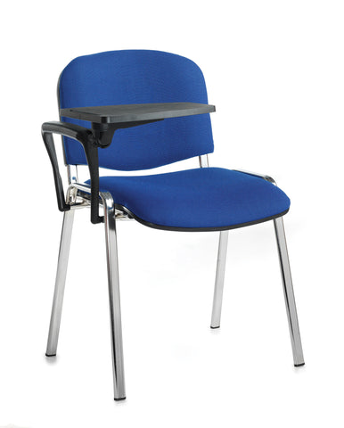 Conference & meeting seating  Fabric chrome frame stacking chair with writing tablet