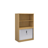 Systems storage combination bookcase with horizontal tambour